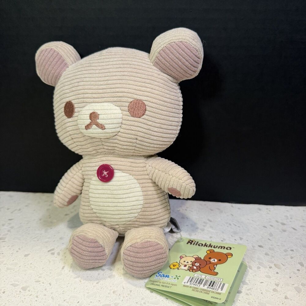 San-X Rilakkuma Korilakkuma Corduroy Plush Doll Japan NWT